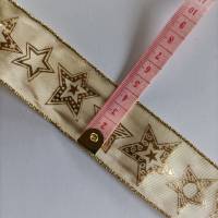 0,5 m Weihnachtsband Sterne mit Draht creme-gold 40 mm breit Bild 2