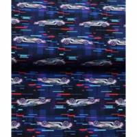 Rest 1,02m French Terry Druck- Race Car Limited Edition, French Terry Rennauto auf dunkelblau für Jungs Männer Bild 1
