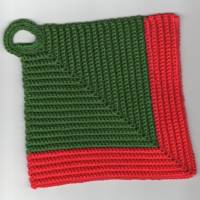 T0013 gehäkelt 3er Set Topflappen Baumwolle Handarbeit rot grün Geschenk Küche Dekoration Bild 2