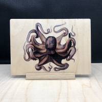 Holzpostkarte Oktopus Bild 1