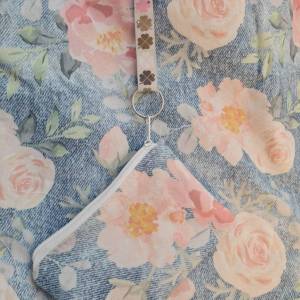 Einkaufstasche Handtasche Umhängetasche Rose mit kleiner Schlüsseltasche Bild 2