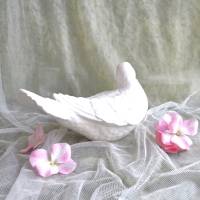 Taube aus Keramik weiß Bild 3