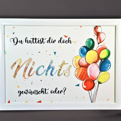 Nichts zum Geburtstag Geldgeschenk -Geburtstagsgeschenk für Nix gewünscht -Geschenkidee Bilderrahmen - Verpackung Deko
