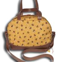 Große Handtasche Maja antikbraun Bienenstoff Umhängetaschen Schultertaschen personalisierte Tasche mit Wunschnamen Bild 1