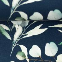 Tomke French Terry Blätter Eukalyptus unangeraut jeansblau Oeko-Tex Standard 100 ( 1m/19,-€) Bild 3