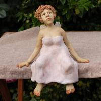 Engel sind himmlische Lichtwesen - Kantenhocker - Skulptur aus Keramik - Kleinplastik aus Ton Bild 4