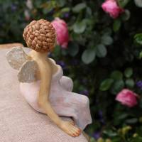Engel sind himmlische Lichtwesen - Kantenhocker - Skulptur aus Keramik - Kleinplastik aus Ton Bild 8