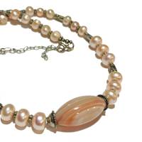 Perlenkette apricot Karneol handgemacht Collier peach Bild 3
