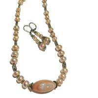 Perlenkette apricot Karneol handgemacht Collier peach Bild 4
