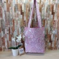Stoffbeutel, Einkaufstasche aus Stoff, 2 lagig genäht, Schultertasche, Stoffbag, Shopper Tasche mit pink rosa Kreisen Bild 2