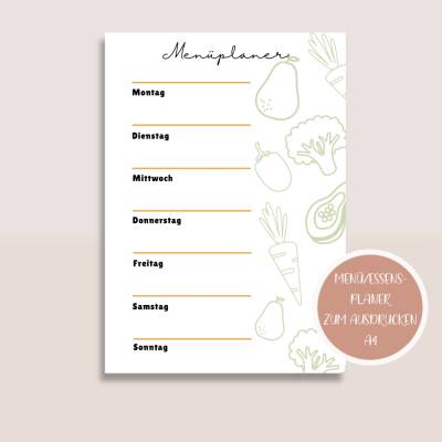 Speiseplan, Menüplaner zum Ausdrucken