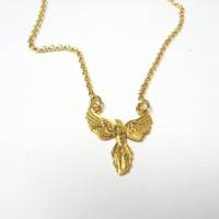Kette mit Glücksbringer Feuervogel Phönix aus 925 Silber vergoldet Bild 1