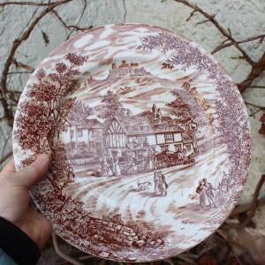 Servierteller Gebäckteller Broadhurst Staffordshire Keramik England shabby Vintage Bild 4