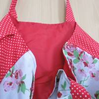 Tasche / Beutel Einkaufsbeutel, Stofftasche mit Rosen auf rot - der Umwelt zuliebe Bild 3