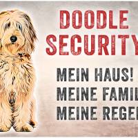 Hundeschild DOODLE SECURITY, wetterbeständiges Warnschild Bild 1