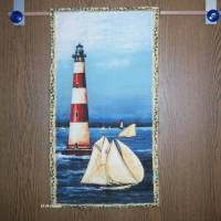 Wandbehang Leuchtturm mit Segelbooten am Meer, doppellagig, Urlaub,Strand, Bild 1