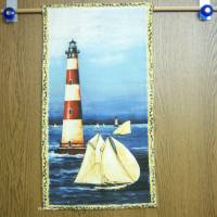 Wandbehang Leuchtturm mit Segelbooten am Meer, doppellagig, Urlaub,Strand, Bild 2
