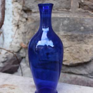 Vase Solifleurvase blaues Glas mundgeblasen Lauscha 70er Jahre Vintage DDR GDR Bild 3