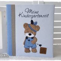 Kindergartenordner,Portfolio,Ordnerhülle mit Boho-Bär, personalisierbar Bild 1