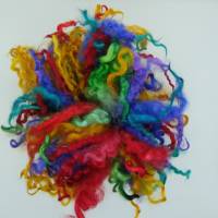 Multicolor, 33 Gramm Leicester Longwool bunt gefärbt, Puppenhaar, Weben, Spinnen, Basteln, Filzen Bild 5