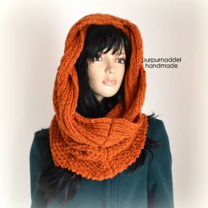 Hat and Scarf SET LONG Beanie,SLouch, Scarf, Winter, Hat, Knitting!Chunky!orange! Bild 1