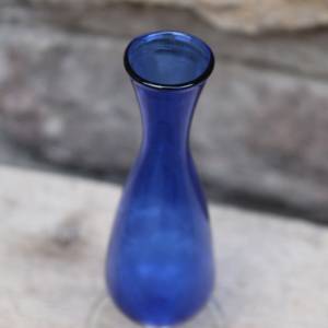 kleine Vase Kelch Solifleurvase blaues Glas mundgeblasen Lauscha 70er Jahre Vintage DDR Bild 4