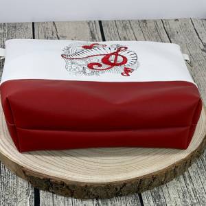 la musica Milow Tasche Handtasche Umhängetasche aus tollem Kunstleder weiß und rot handmade bestickt Musik Noten Klavier Bild 7