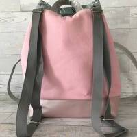 Rucksack Handtasche Rucksackbeutel Enna Canvas Kunstleder rosa pastell Bild 2