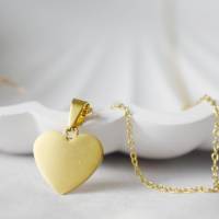 Halskette mit Herz Gold, filigrane Goldkette mit Herz Anhänger, Edelstahlschmuck, Brautjungfern, Geschenk Freundin Bild 2