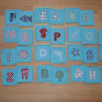 Buchstaben-Memo, Merkspiel, 14 Kartenpaare mit Beutel, Biobaumwolle/Filz, genäht, Handarbeit Bild 2
