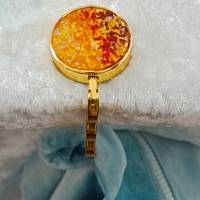 Taschenhalter Glassplitter Harz gelb-orange-rot-braun gold Bild 3