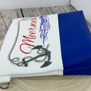 maritime Umhängetasche bestickt mit Seil und Anker - Meerweh - aus Kunstleder mit passendem Schultergurt Bild 5