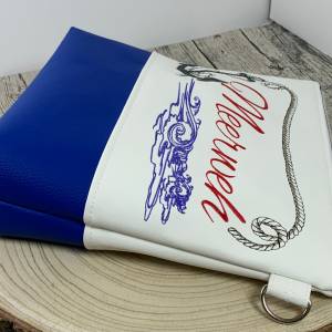 maritime Umhängetasche bestickt mit Seil und Anker - Meerweh - aus Kunstleder mit passendem Schultergurt Bild 7