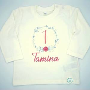 Geburtstagsshirt für Babys Mädchen Geschenk zum Geburtstag Zahlenshirt T-Shirt Langarmshirt viele Farben personalisiert Bild 8