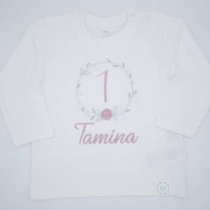 Geburtstagsshirt für Babys Mädchen Geschenk zum Geburtstag Zahlenshirt T-Shirt Langarmshirt viele Farben personalisiert Bild 9