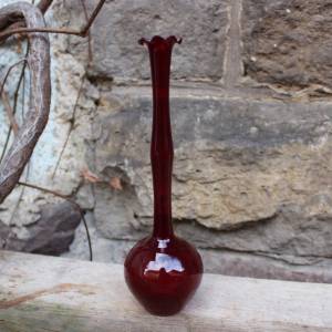filigrane Vase rot Glas mundgeblasen Lauscha 70er Jahre Vintage DDR Bild 1