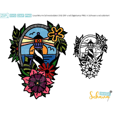 Leuchtturm SVG maritime Plotterdatei und Digistamp