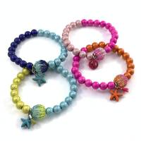 elastisches Armband aus magischen Leuchtperlen mit gestrickter, zweifarbiger Mini-Kugel Kupferdraht - Farbwahl Bild 1