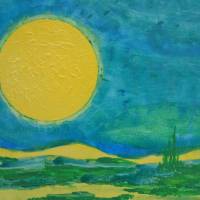 Acrylbild SUN-VALLEY Acrylmalerei Gemälde auf einer MDF-Platte abstrakte Kunst Wanddekoration farbenfrohes Bild Bild 1
