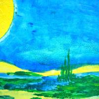 Acrylbild SUN-VALLEY Acrylmalerei Gemälde auf einer MDF-Platte abstrakte Kunst Wanddekoration farbenfrohes Bild Bild 3