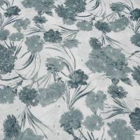 Stoff Baumwolle Blusenstoff mit Lochstickerei und Blumen Design weiss grün-grau Kleiderstoff Bild 3