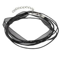 5x Organza Halskette 43 cm - 48 cm Wachsband Halskette Karabinerverschluss Verlängerungskette schwarz Bild 2