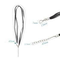 5x Organza Halskette 43 cm - 48 cm Wachsband Halskette Karabinerverschluss Verlängerungskette schwarz Bild 3