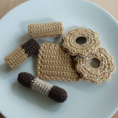 Häkelanleitung Kekse, Gebäck für Kinderküche und Kaufladen, 5 Sorten, pdf-Datei