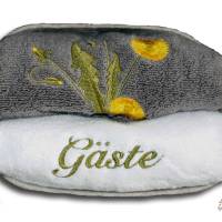 Besticktes personalisiertes Handtuch Frotteetuch mit Stickmotiv Löwenzahn und Wunschnamen Geschenkideen Bild 3