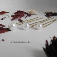 Haarnadeln mit echten Perlen verschiedene Größen, edler Haarschmuck für die Hochzeitsfrisur Bild 3