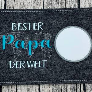 bester Papa der Welt - MugRug - Untersetzer aus Filz bestickt - tolles Geschenk für den Papa zum Vatertag oder einfach s Bild 2