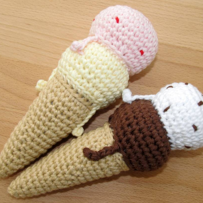 Häkelanleitung Baby-Rassel Eis, pdf-Datei