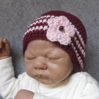 Babymütze, Neugeborenenmütze, Wintermütze aus reiner weicher Wolle, gehäkelt Bild 1