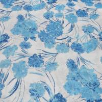 Stoff Baumwolle Lochstickerei Blumen weiss türkis blau Blusenstoff Kleiderstoff Bild 2